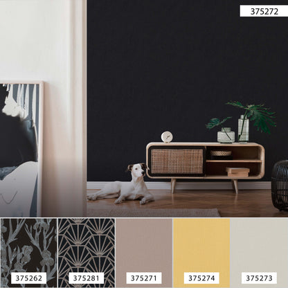 Daniel Hechter Unitapete Schwarz 375272 Wandtapete Vliestapete Floral Unis Vinyl