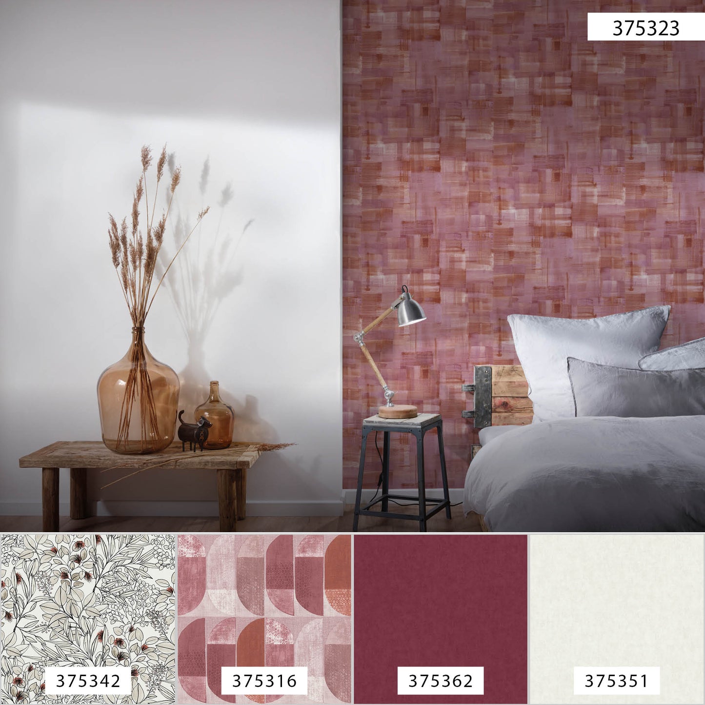 A.S. Création Moderne Tapete Rot 375323 Wandtapete Vliestapete Floral Unis Vinyl