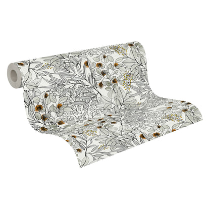 A.S. Création Blumen Tapete Grau 375343 Wandtapete Vliestapete Floral Vinyl