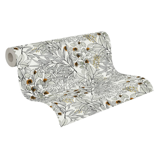 A.S. Création Blumen Tapete Grau 375343 Wandtapete Vliestapete Floral Vinyl