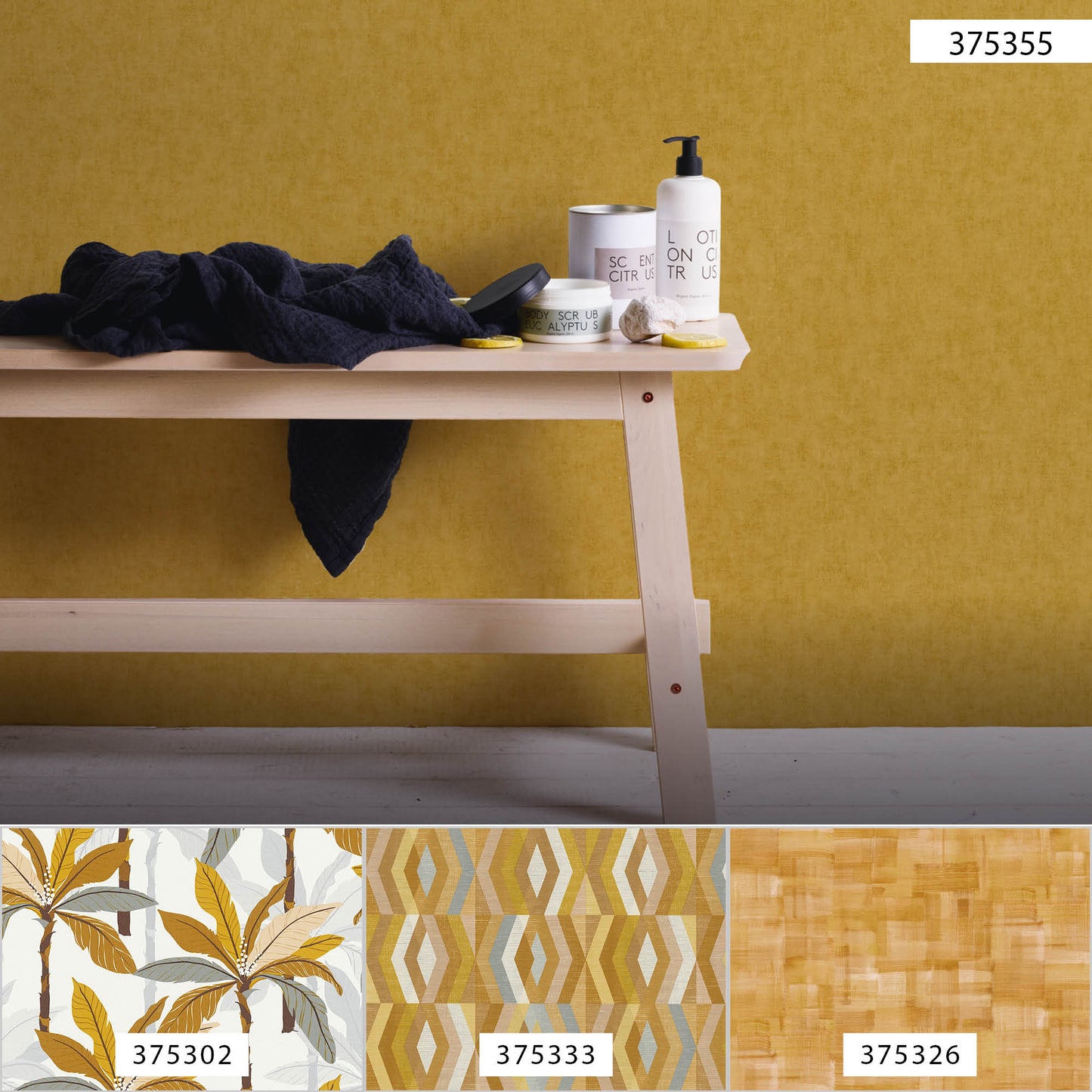 A.S. Création Unitapete Gelb 375355 Wandtapete Vliestapete Floral Unis Vinyl