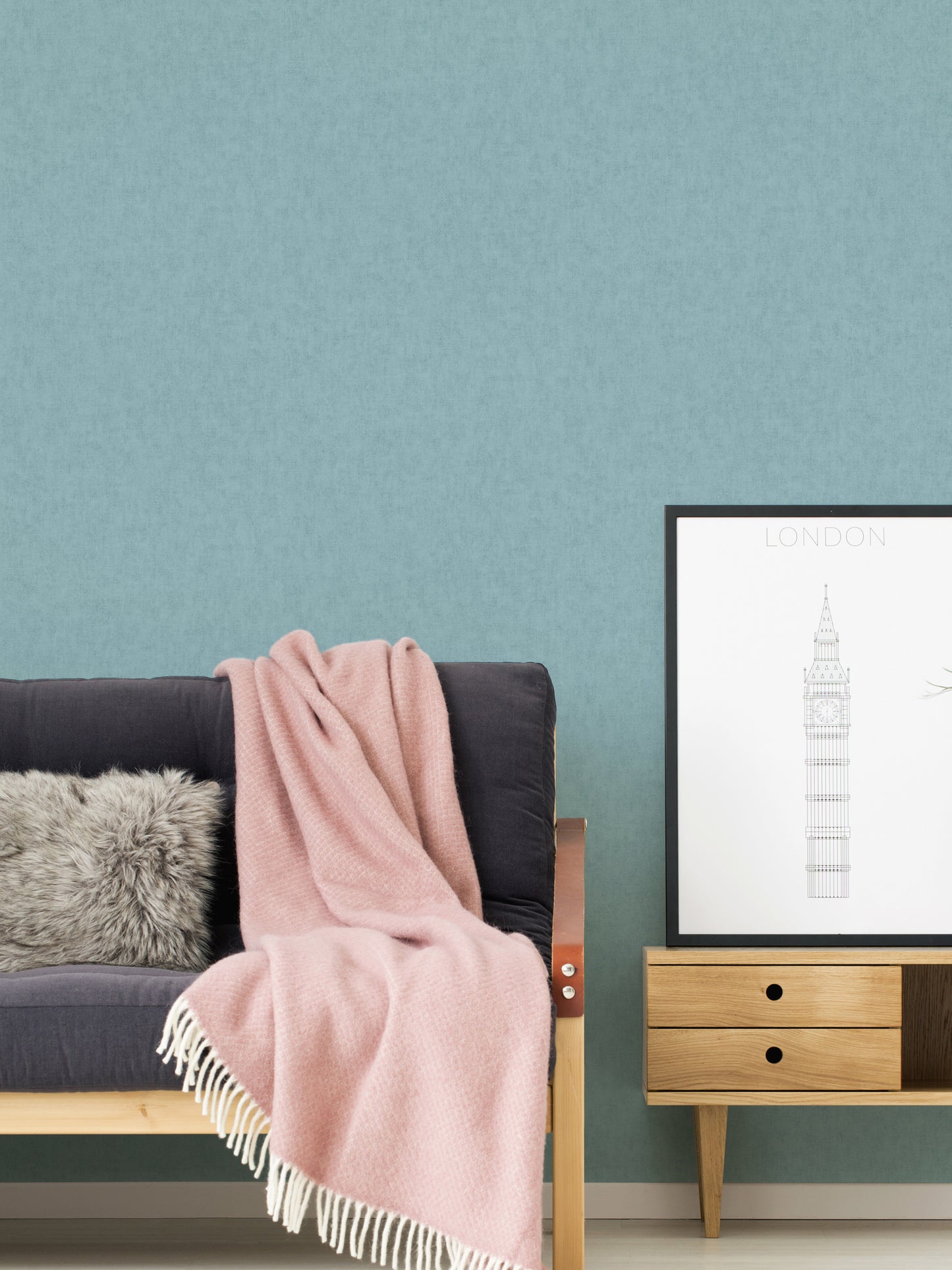 A.S. Création Unitapete Blau 375358 Wandtapete Vliestapete Floral Unis Vinyl