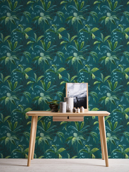 A.S. Création Dschungeltapete Blau 377044 Wandtapete Vliestapete Floral Vlies