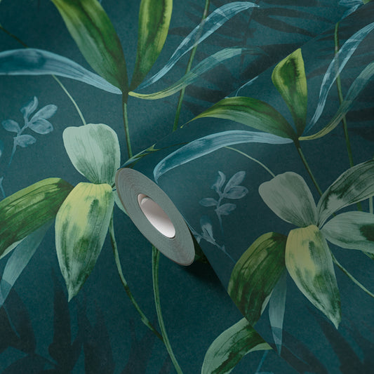 A.S. Création Dschungeltapete Blau 377044 Wandtapete Vliestapete Floral Vlies