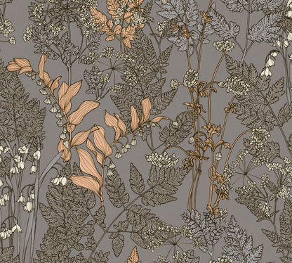 A.S. Création Blumentapete Grau 377519 Wandtapete Vliestapete Natur Floral Vlies