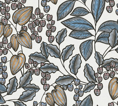 A.S. Création Blumentapete Blau 377548 Wandtapete Vliestapete Natur Floral Vlies
