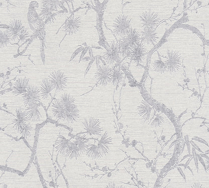 A.S. Création Blumentapete Silber 378673 Wandtapete Vliestapete Floral Vinyl