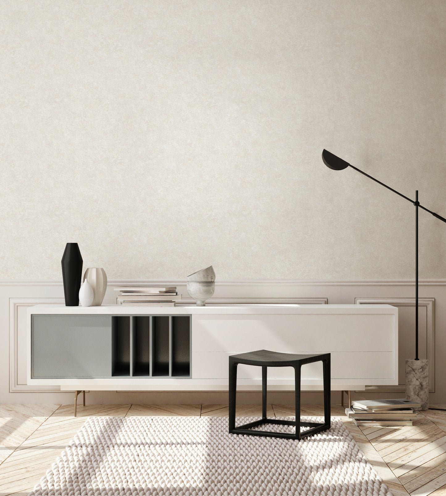 A.S. Création Uni Tapete Weiß 379022 Wandtapete Vliestapete Neo-Klassik  Vinyl