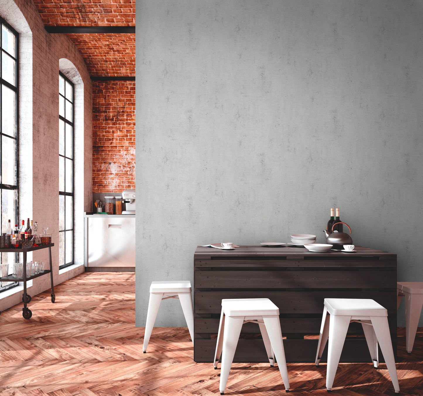 A.S. Création Tapete in Betonoptik Weiß 379031 Wandtapete Vliestapete Unis Vinyl