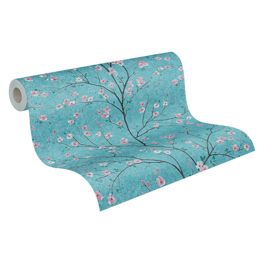 A.S. Création Blumentapete Türkis 379123 Wandtapete Vliestapete Floral Vinyl