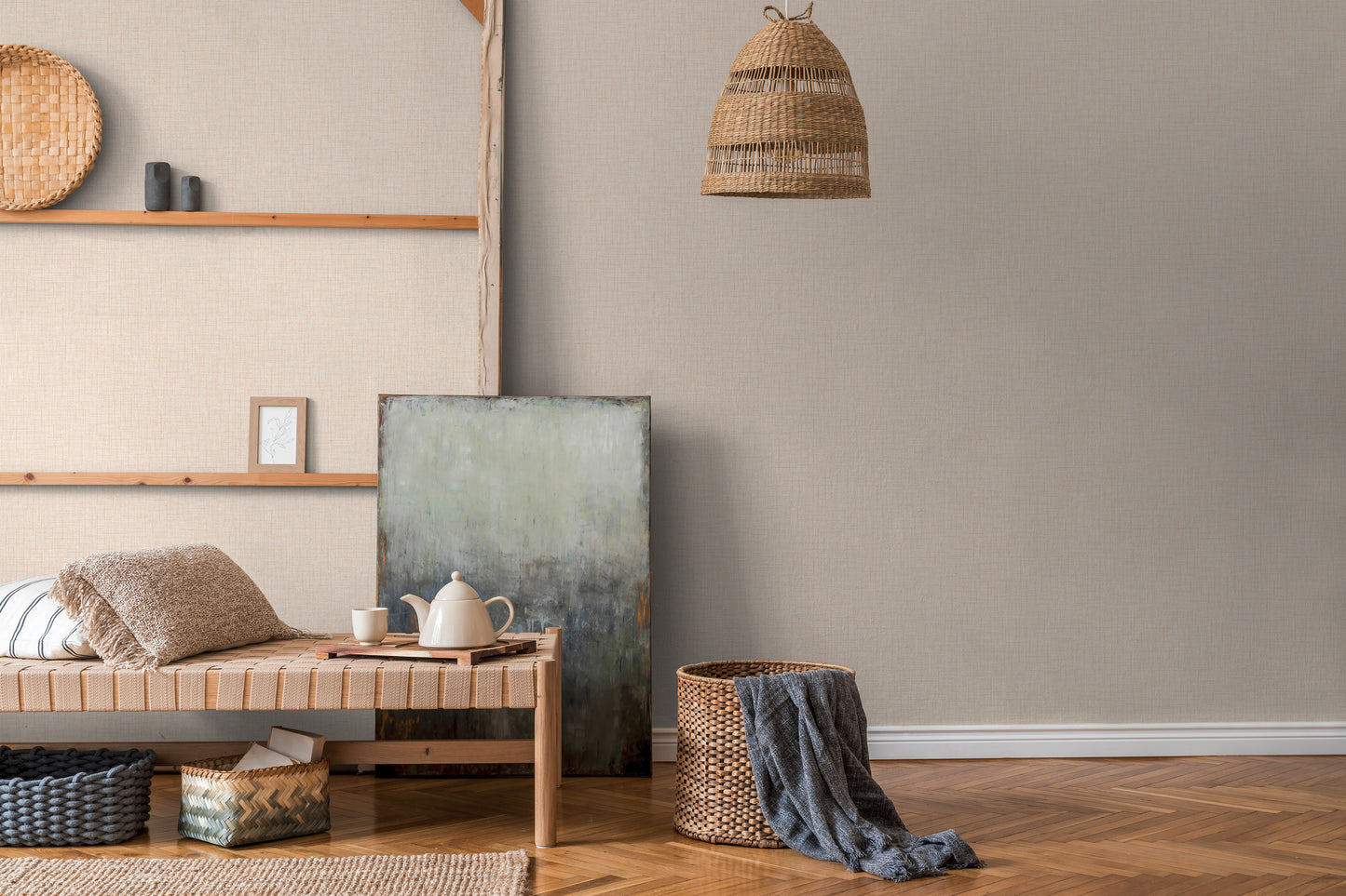 A.S. Création Unitapete Beige 379536 Wandtapete Vliestapete Textil Unis Vinyl