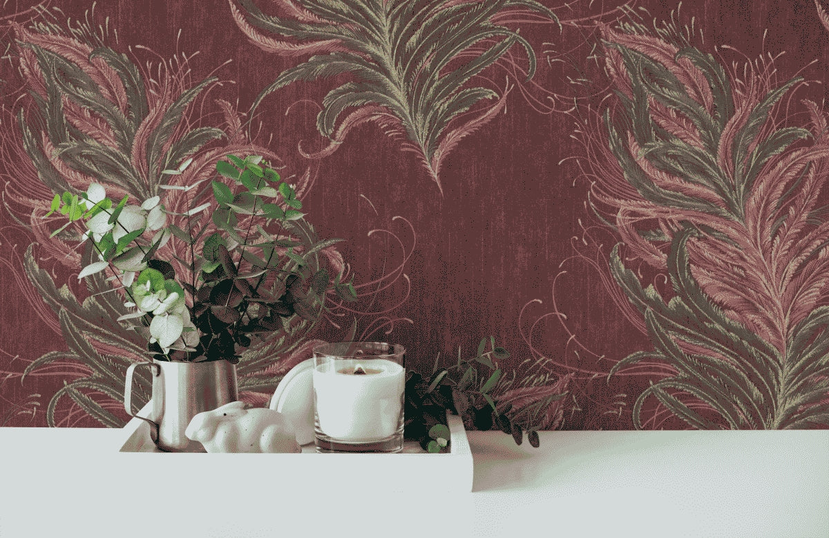 A.S. Création Tapete mit Federn Rot 380093 Tapete Mata Hari Wandtapete Design