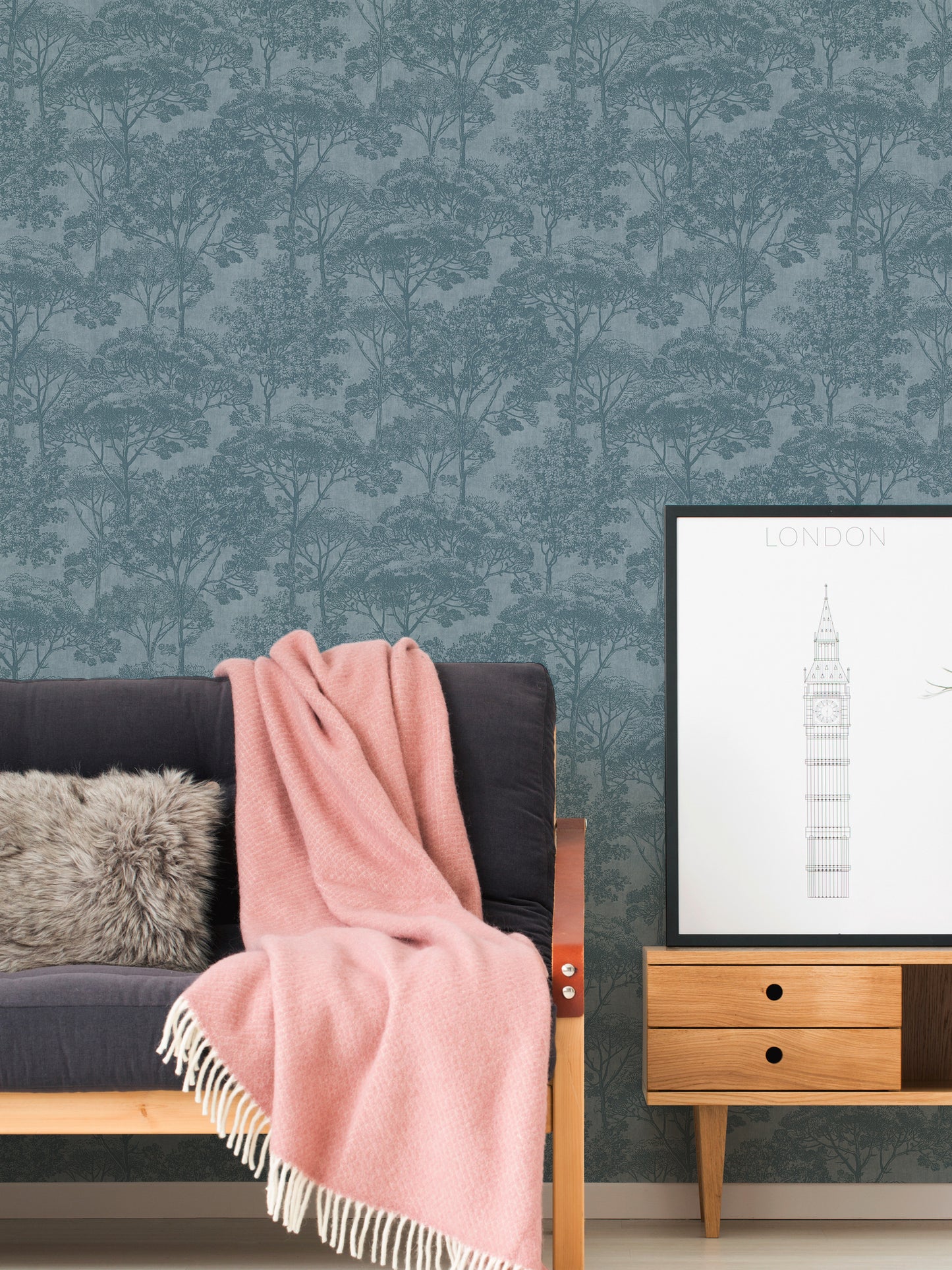 A.S. Création Waldtapete Blau 380232 Wandtapete Vliestapete Natur Grafik Vinyl