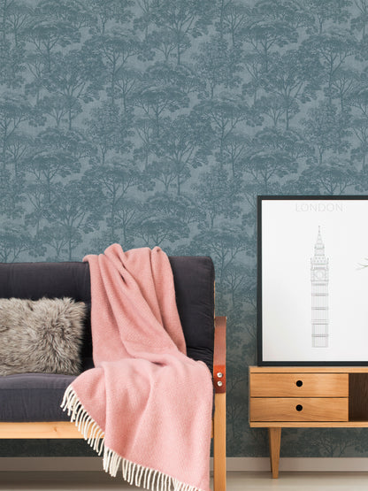 A.S. Création Waldtapete Blau 380232 Wandtapete Vliestapete Natur Grafik Vinyl