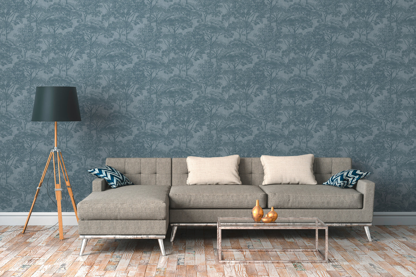 A.S. Création Waldtapete Blau 380232 Wandtapete Vliestapete Natur Grafik Vinyl