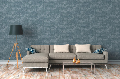 A.S. Création Waldtapete Blau 380232 Wandtapete Vliestapete Natur Grafik Vinyl