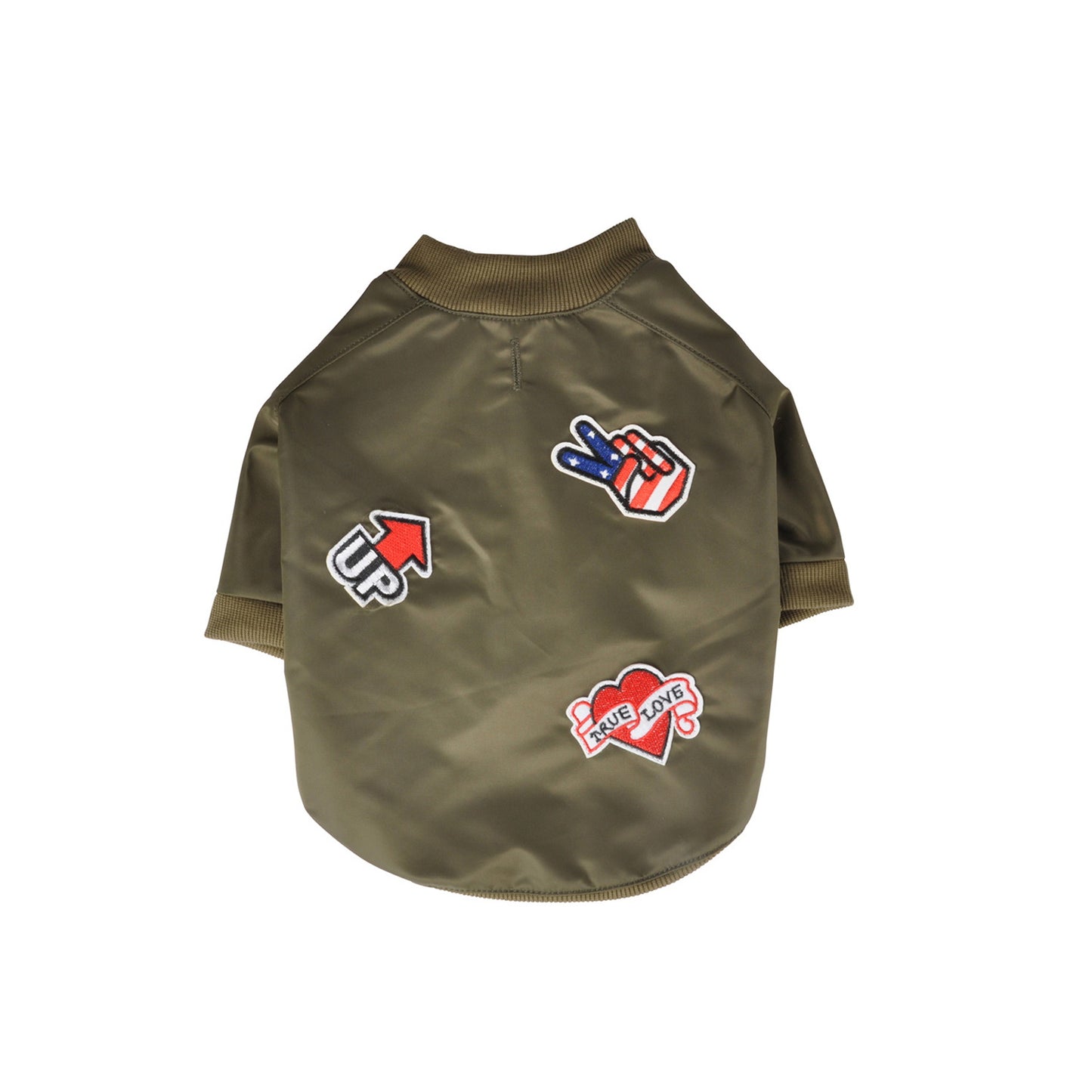 Design Hunde Jacke Bomberjacke khaki Hundebekleidung Haustier Mantel Pullover