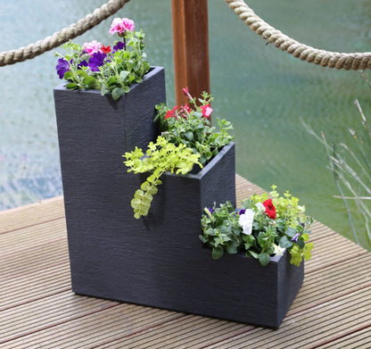 XL Kübel Pflanzkübel Treppentopf 60cm Blumentreppe Blumen Kübel Topf Beton Optik