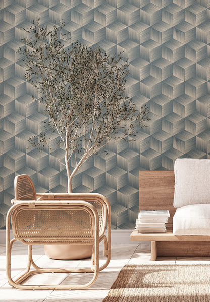 A.S. Création Tapete Natural Living 385063 Blau Satin 3D Tapete Wandtapete Vlies