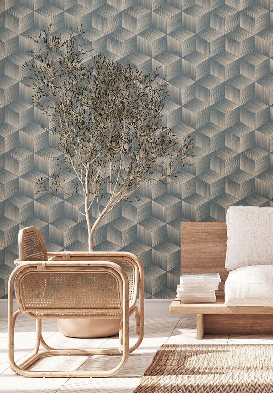 A.S. Création Tapete Natural Living 385063 Blau Satin 3D Tapete Wandtapete Vlies