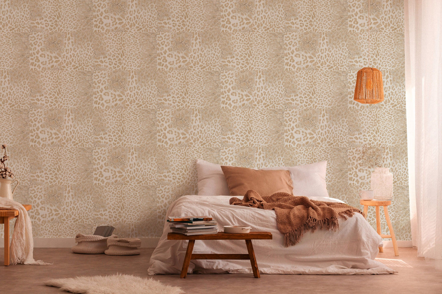A.S. Création Leopardenmuster Beige 385231 Wandtapete Vlies Satin Rolle Tapete