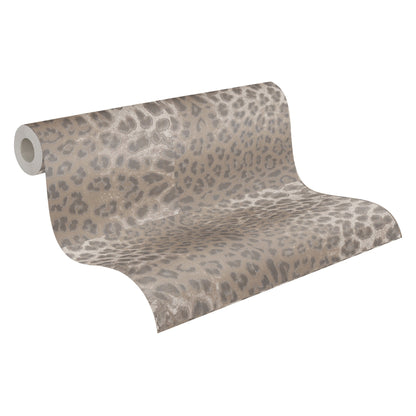 A.S. Création Leopardenmuster Grau 385232 Wandtapete Vlies Satin Rolle Tapete