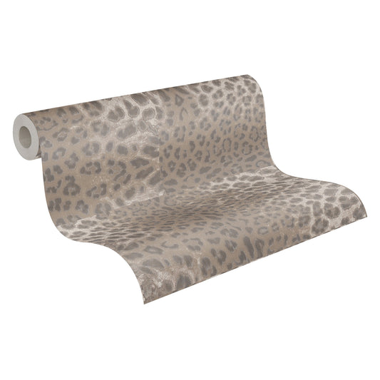 A.S. Création Leopardenmuster Grau 385232 Wandtapete Vlies Satin Rolle Tapete