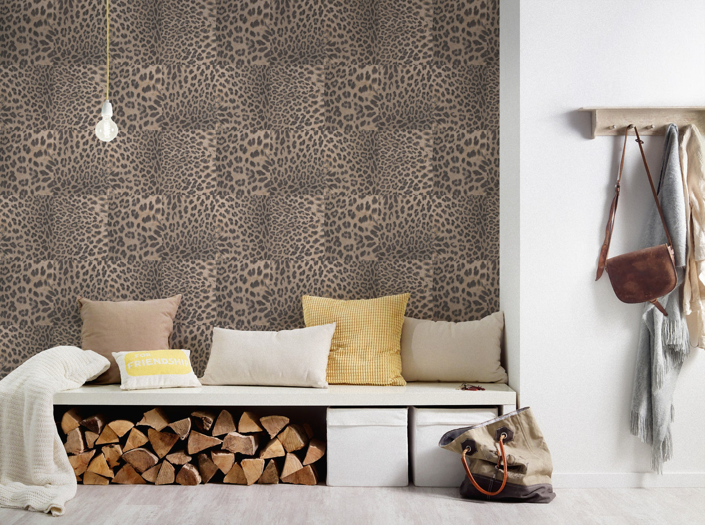 A.S. Création Leopardenmuster Braun 385233 Wandtapete Vlies Satin Rolle Tapete