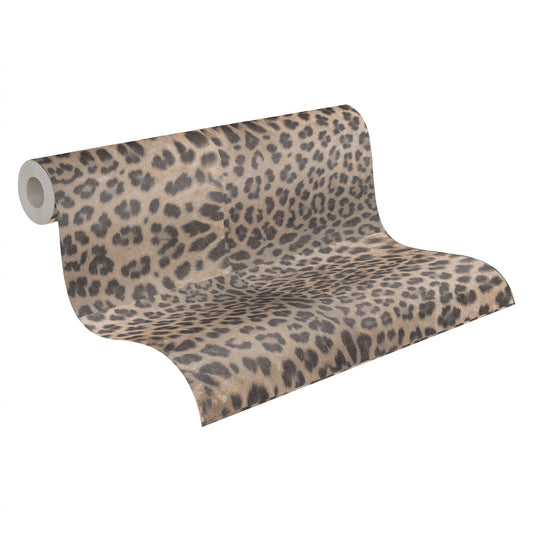 A.S. Création Leopardenmuster Braun 385233 Wandtapete Vlies Satin Rolle Tapete