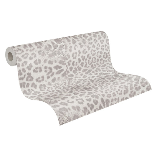 A.S. Création Leopardenmuster Grau 385235 Wandtapete Vlies Satin Rolle Tapete