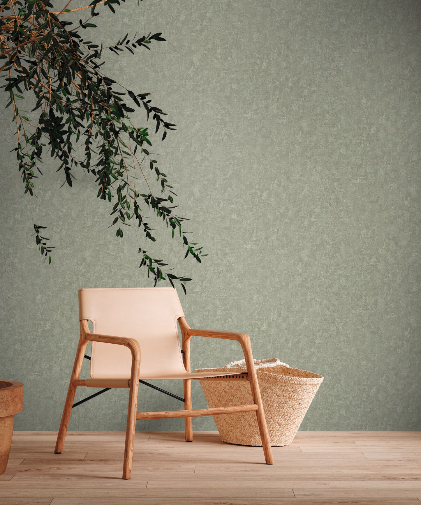 A.S. Création Tapete Natural Living 386392 Grün Satin Unitapete Wandtapete Vlies