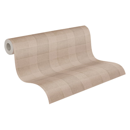 A.S. Création Tapete Natural Living 386641 Braun Satin Tapete Kariert Wandtapete