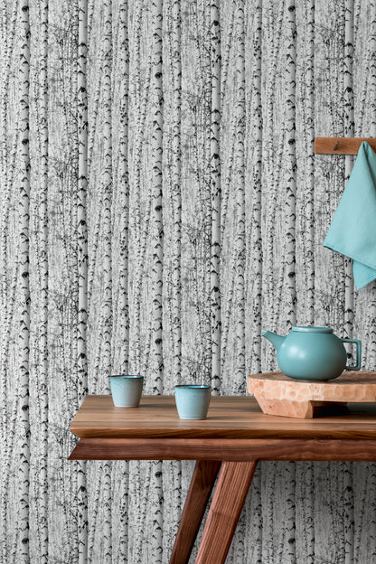 A.S. Création Tapete PintWalls 387191 Tapete Wald Waldtapete schwarz weiß Vlies