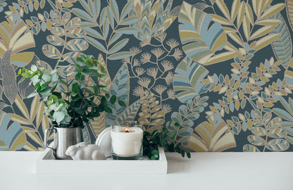 A.S. Création Tapete Antigua 390955 Blau Satin Tapeten Florale Tapetematt Muster