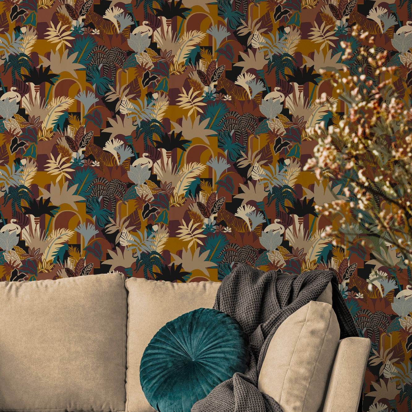 A.S. Création Tapete Antigua 390961 Bunt Satin Wandtapete Dschungeltapete matt