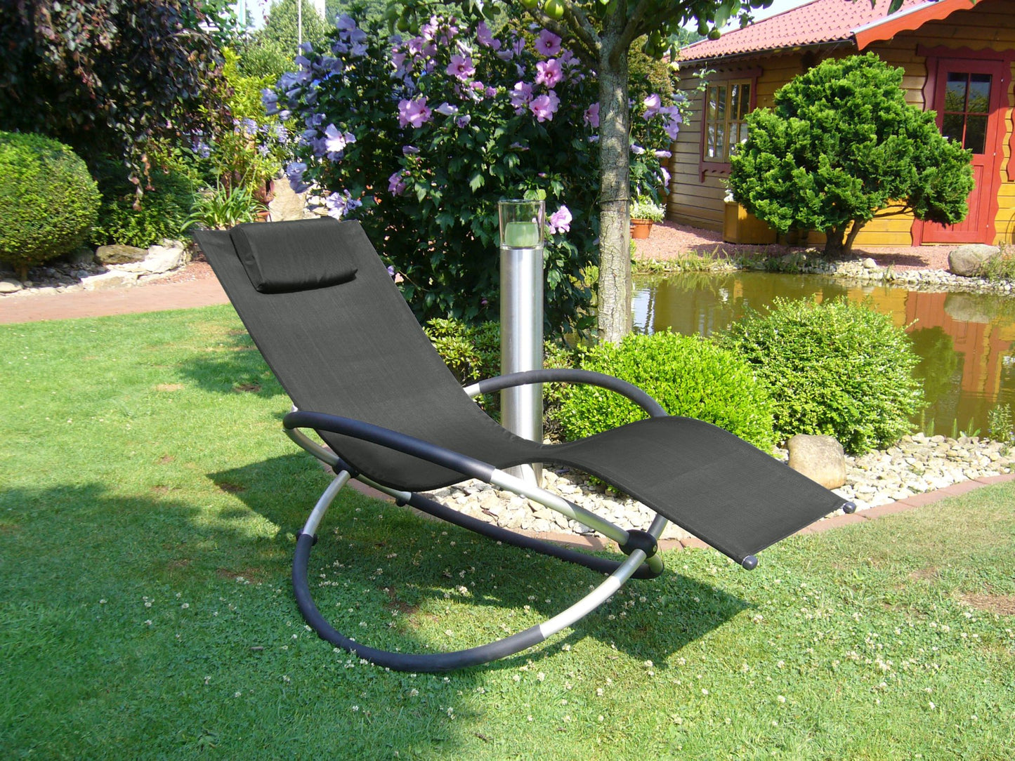 Leco Schaukelstuhl grau Sonnenliege Gartenstuhl Gartenliege Garten Stuhl Liege