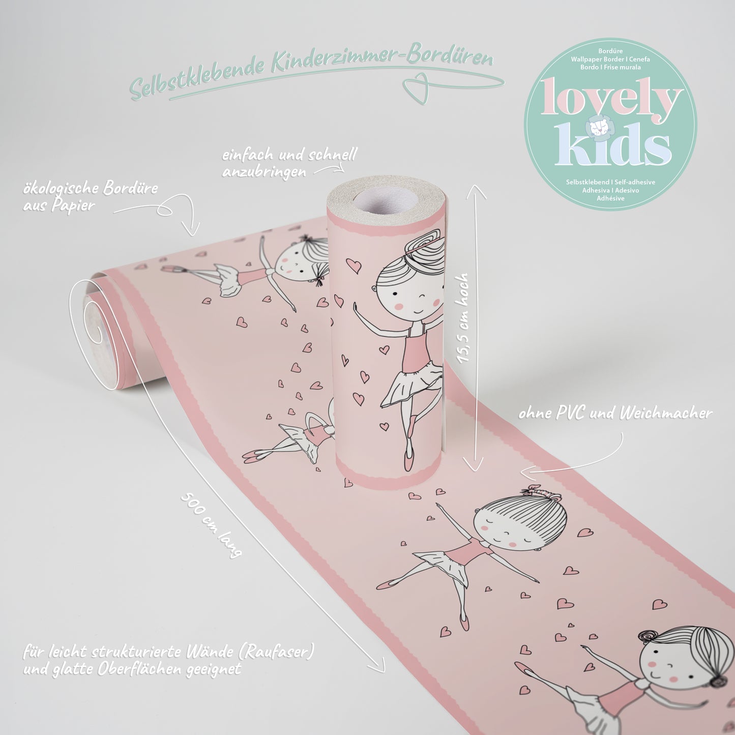 A.S. Création Kinderzimmer Bordüre Ballerina 403722 selbstklebend Borte Tapete