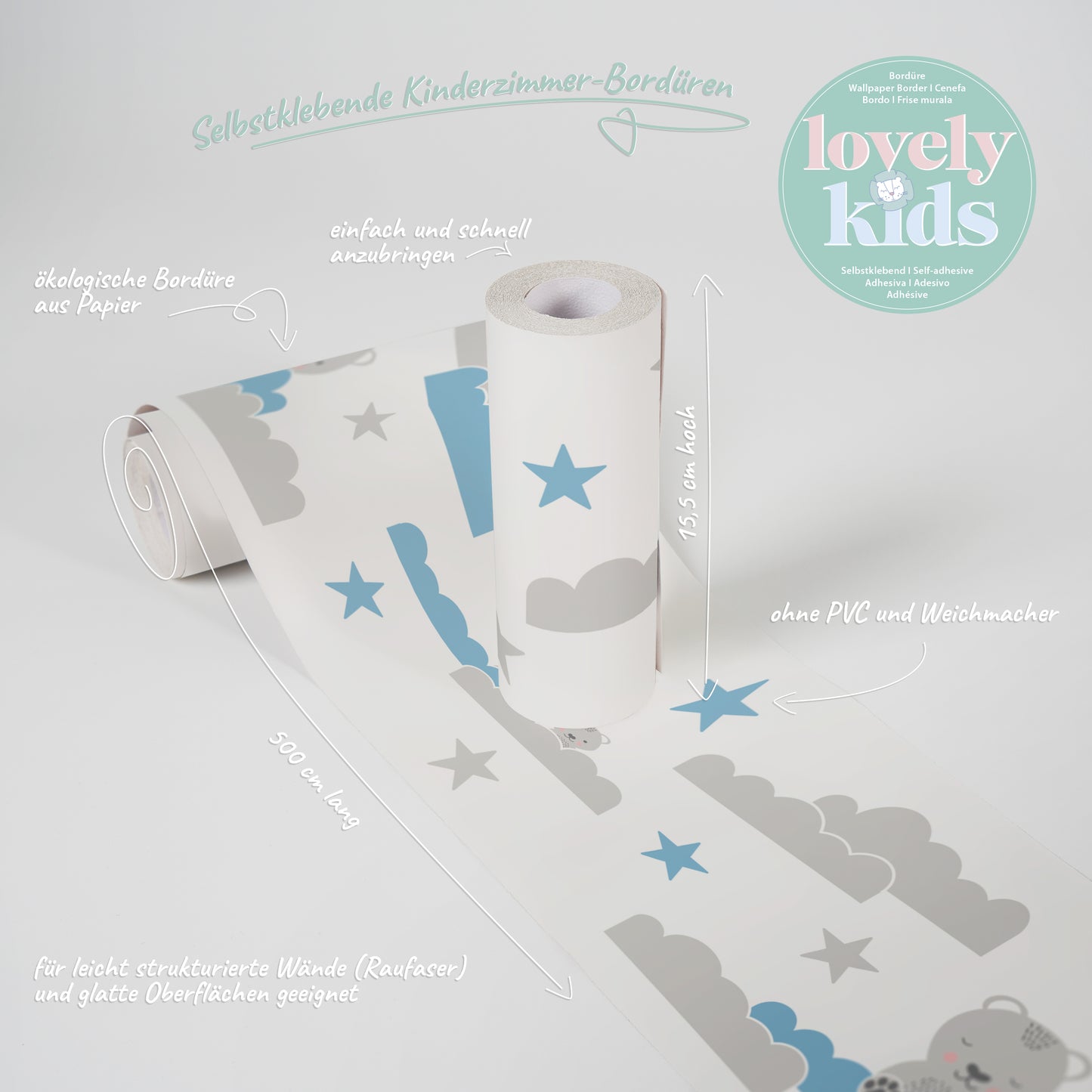 A.S. Création Kinderzimmer Bordüre Blau 403723 selbstklebend Borte Tapete Kind