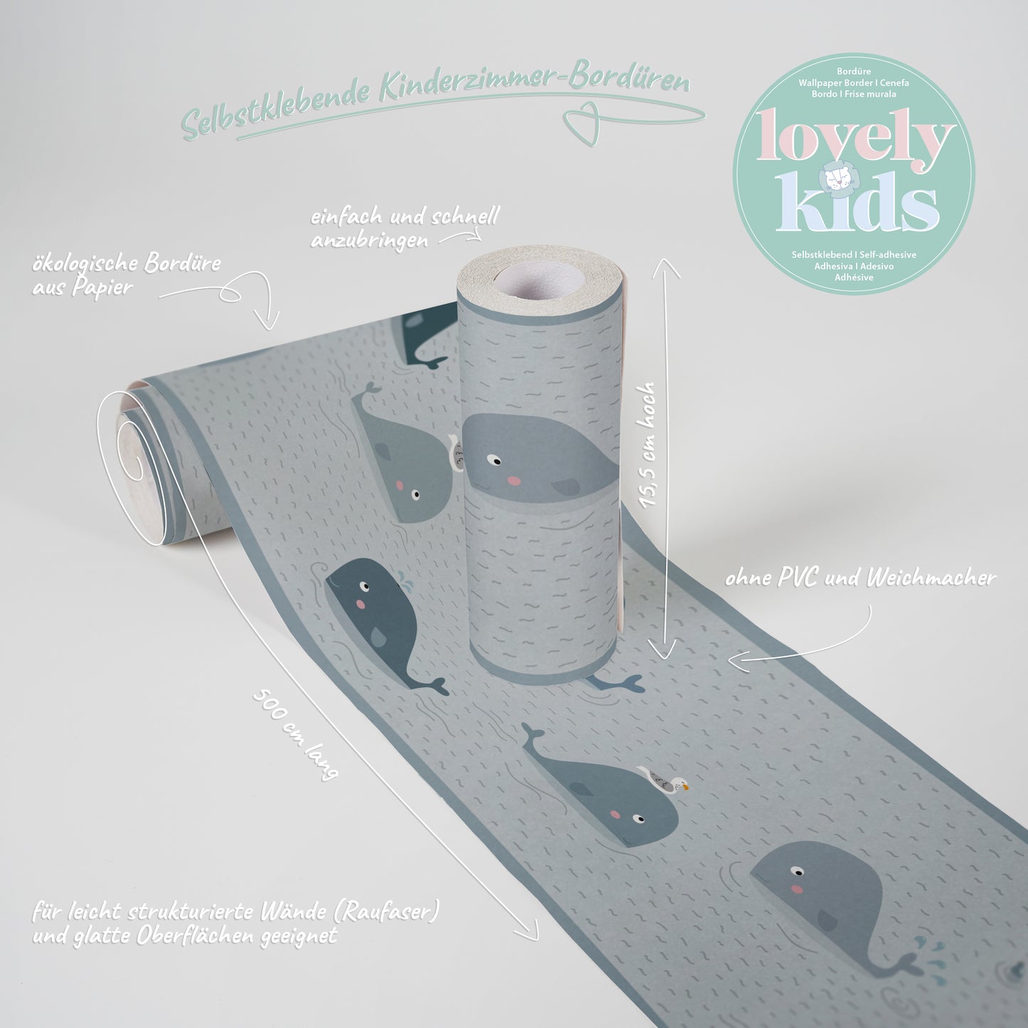 A.S. Création Kinderzimmer Bordüre Grau 403735 selbstklebend Borte Tapete Kind
