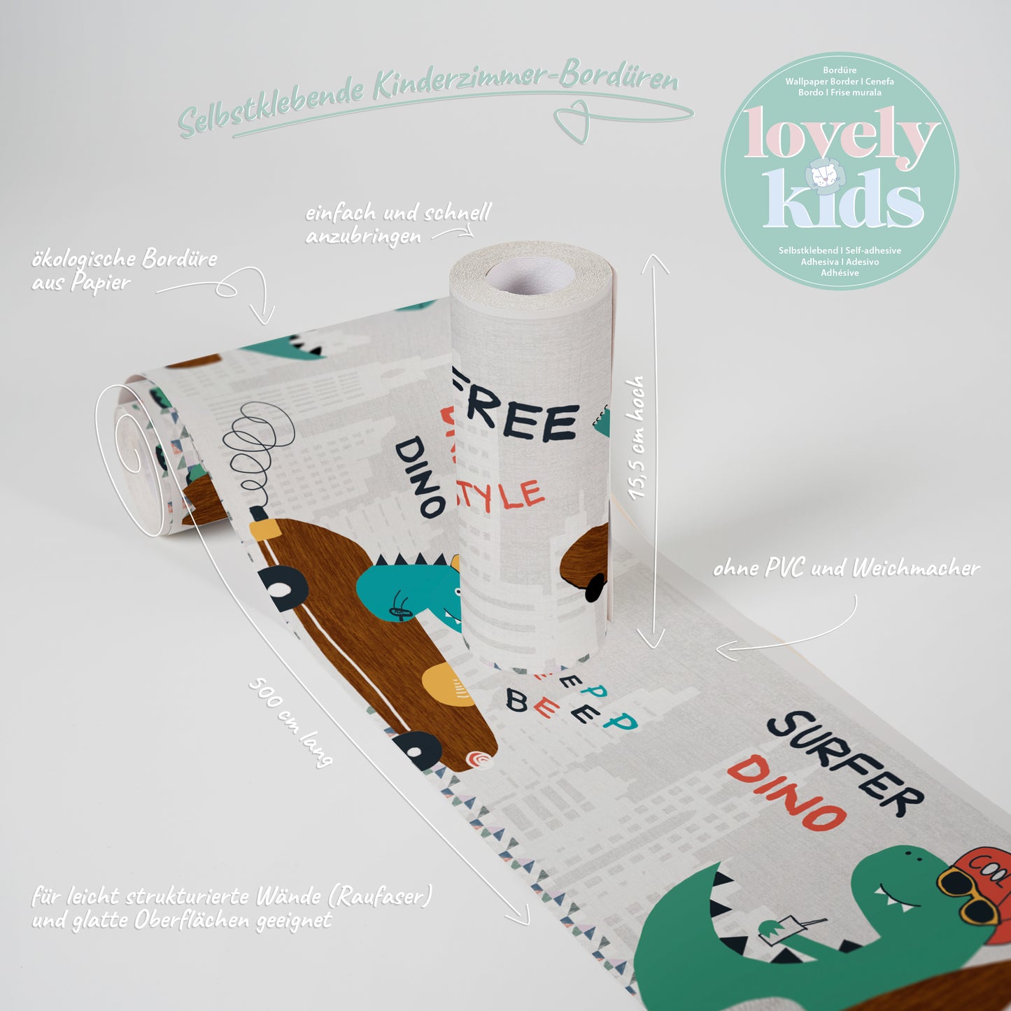 A.S. Création Kinderzimmer Bordüre Dino 403745 selbstklebend Borte Tapete  Kind