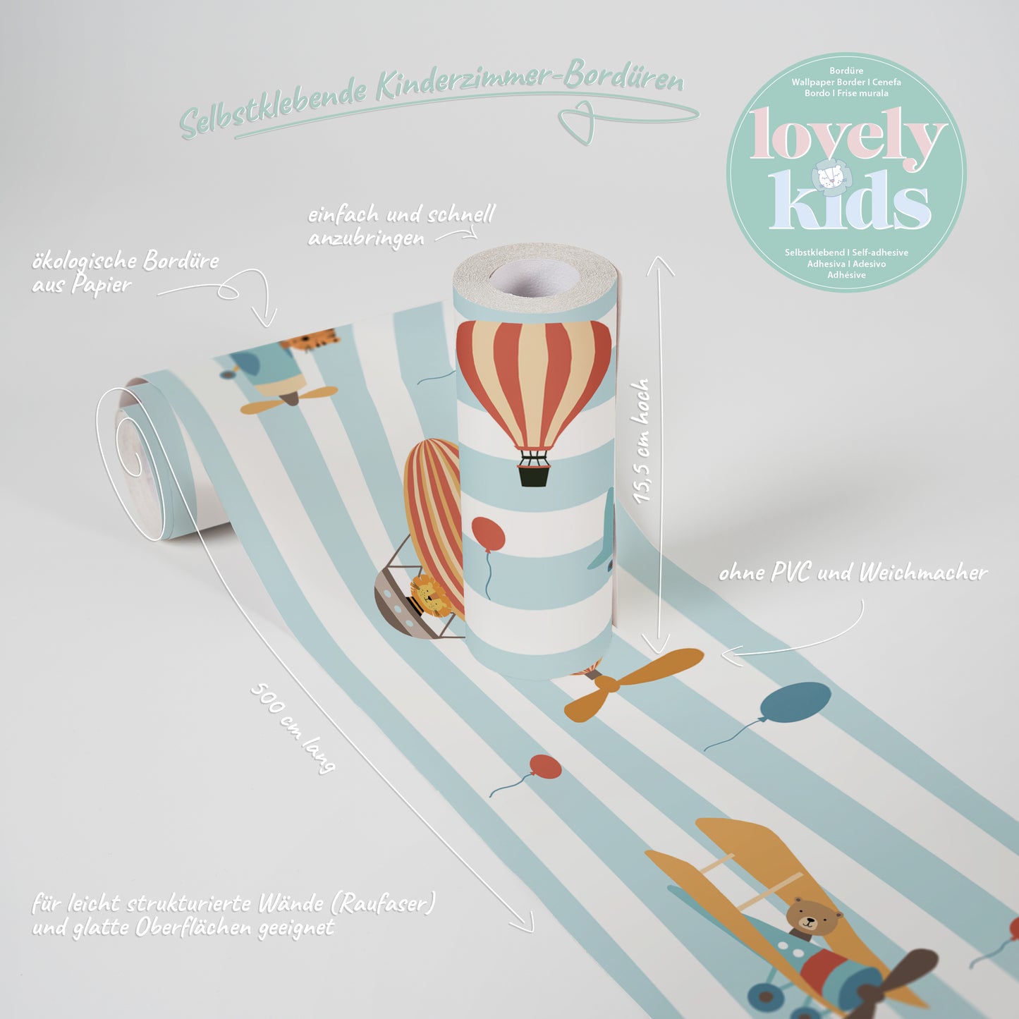 A.S. Création Kinderzimmer Bordüre Bunt 403753 selbstklebend Borte Tapete Kind