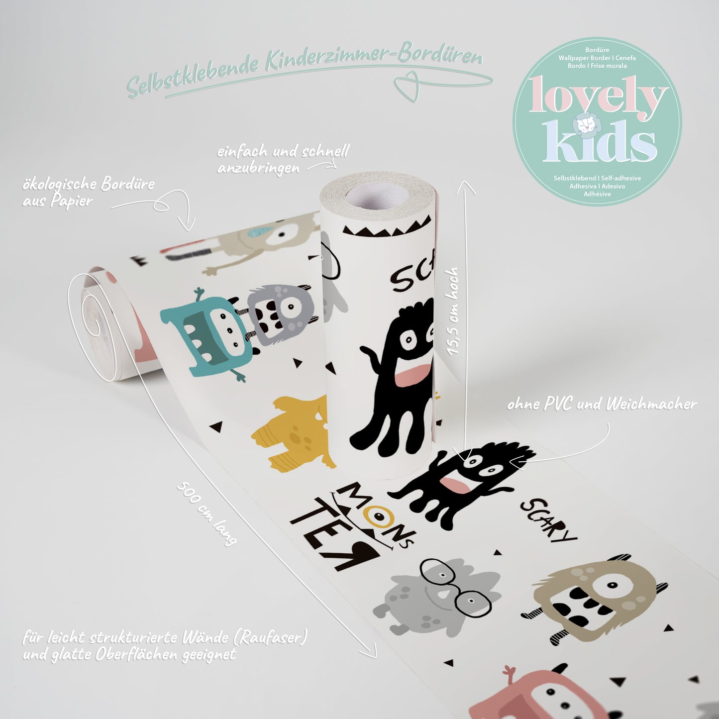 A.S. Création Kinderzimmer Bordüre Monster 403754 selbstklebend Borte Tapete