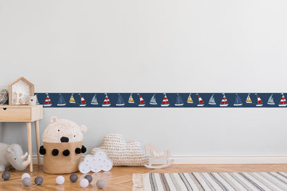 A.S. Création Kinderzimmer Bordüre Boote Blau 403757 selbstklebend Borte Tapete