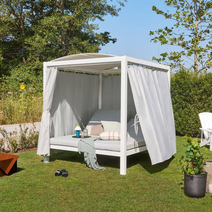 Pavillon Gartenliege Sonnenliege Relaxliege Lounge Sonnenbett Doppelliege weiss
