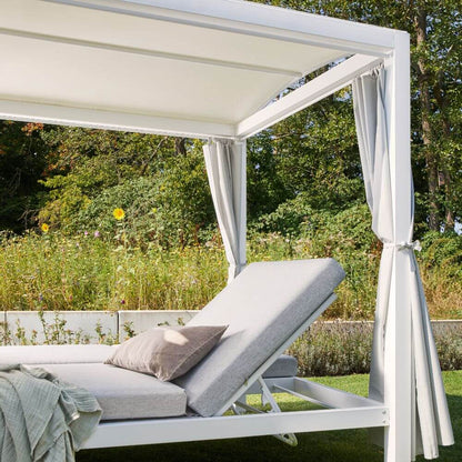Pavillon Gartenliege Sonnenliege Relaxliege Lounge Sonnenbett Doppelliege weiss