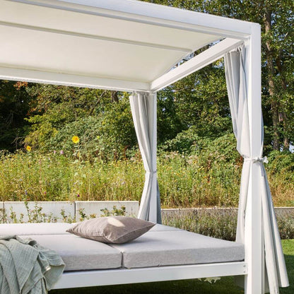 Pavillon Gartenliege Sonnenliege Relaxliege Lounge Sonnenbett Doppelliege weiss