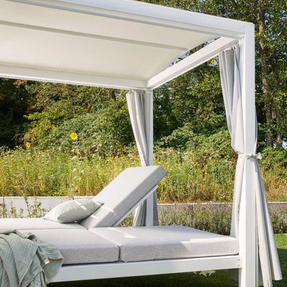 Pavillon Gartenliege Sonnenliege Relaxliege Lounge Sonnenbett Doppelliege weiss