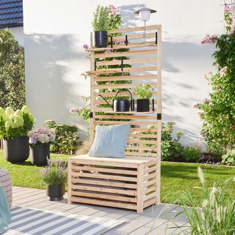 Sichtschutz Truhenbank Rankhilfe Gartenbank Stauraum Balkonbank Sitzbank Bank