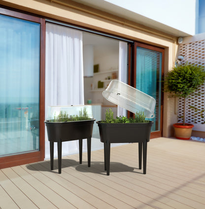 2x Hochbeet + Deckel 77cm Balkon Kasten Beet Kräuter Pflanzkasten Gewächshaus
