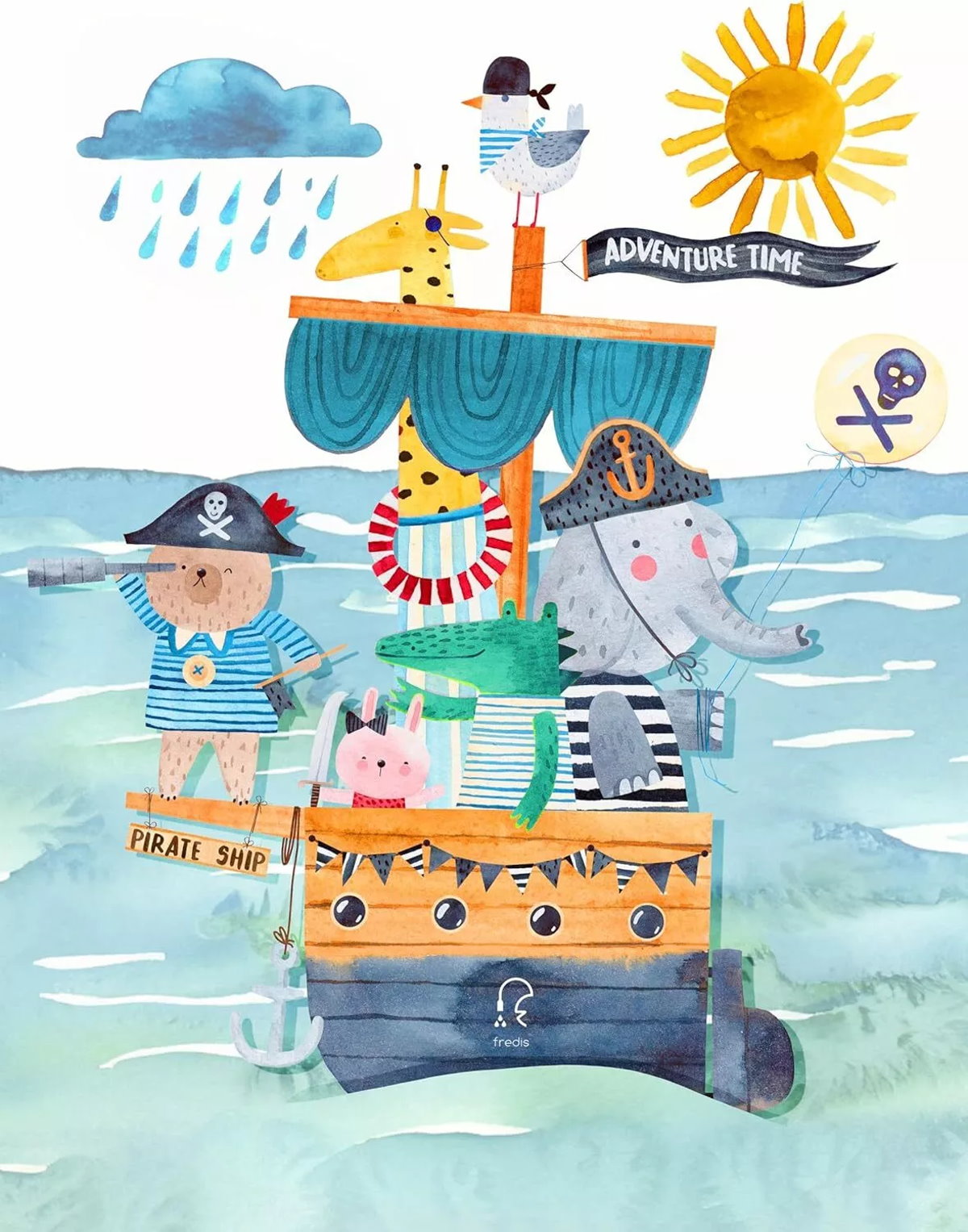 fredis Kinderdusche Piratenschiff mit Duschkopf Kinder Dusche Pirat ohne Bohren